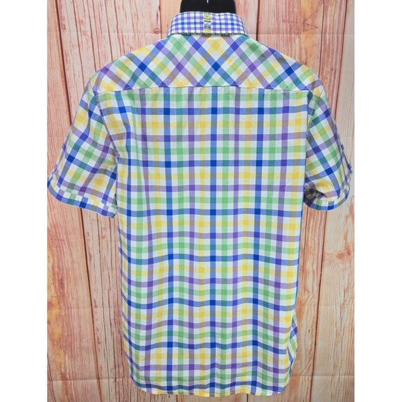 Robert Graham X Collection Mens Short Sleeve Shirt XL Multicolor Check - Picture 2 of 12